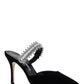 Lutara Velvet Crystal Embellished Mules - Black
