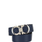 Reversible And Adjustable Gancini Belt - Black \ Navy