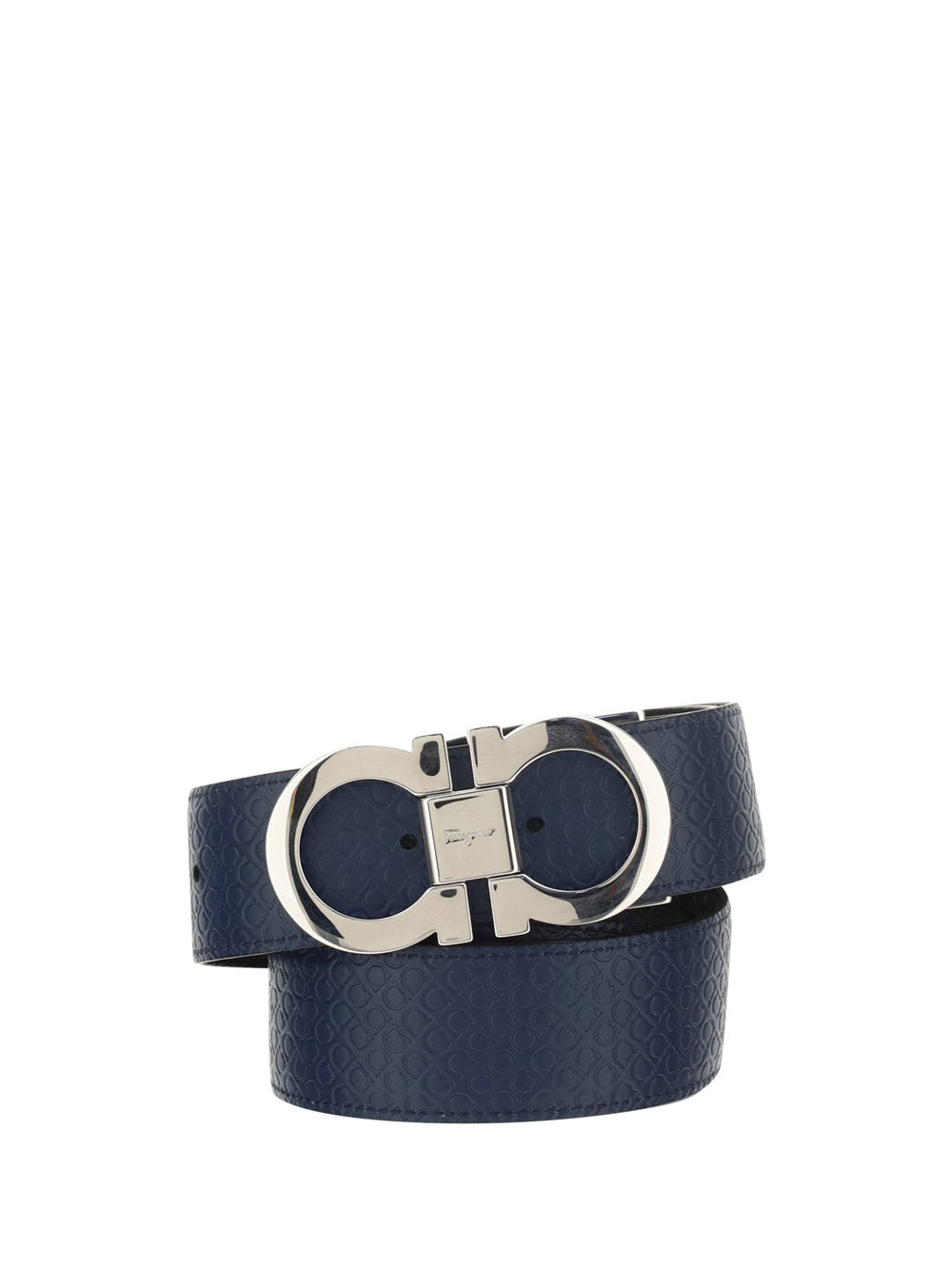 Reversible And Adjustable Gancini Belt - Black \ Navy