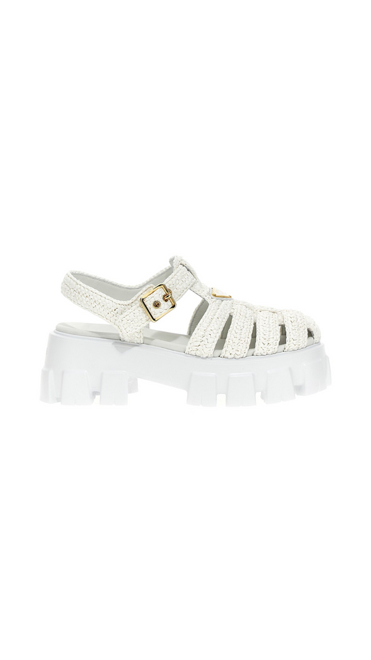 Monolith Raffia Fisherman Sandals - White