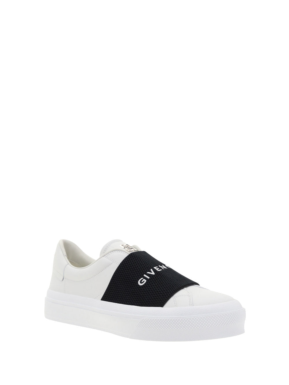 Sneakers In Leather With Givenchy Webbing - Black / White