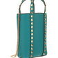 Rockstud Leather Bucket Bag - Turquoise