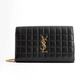 Cassandre Matelassé Carré Chain Wallet in Quilted Leather - Black