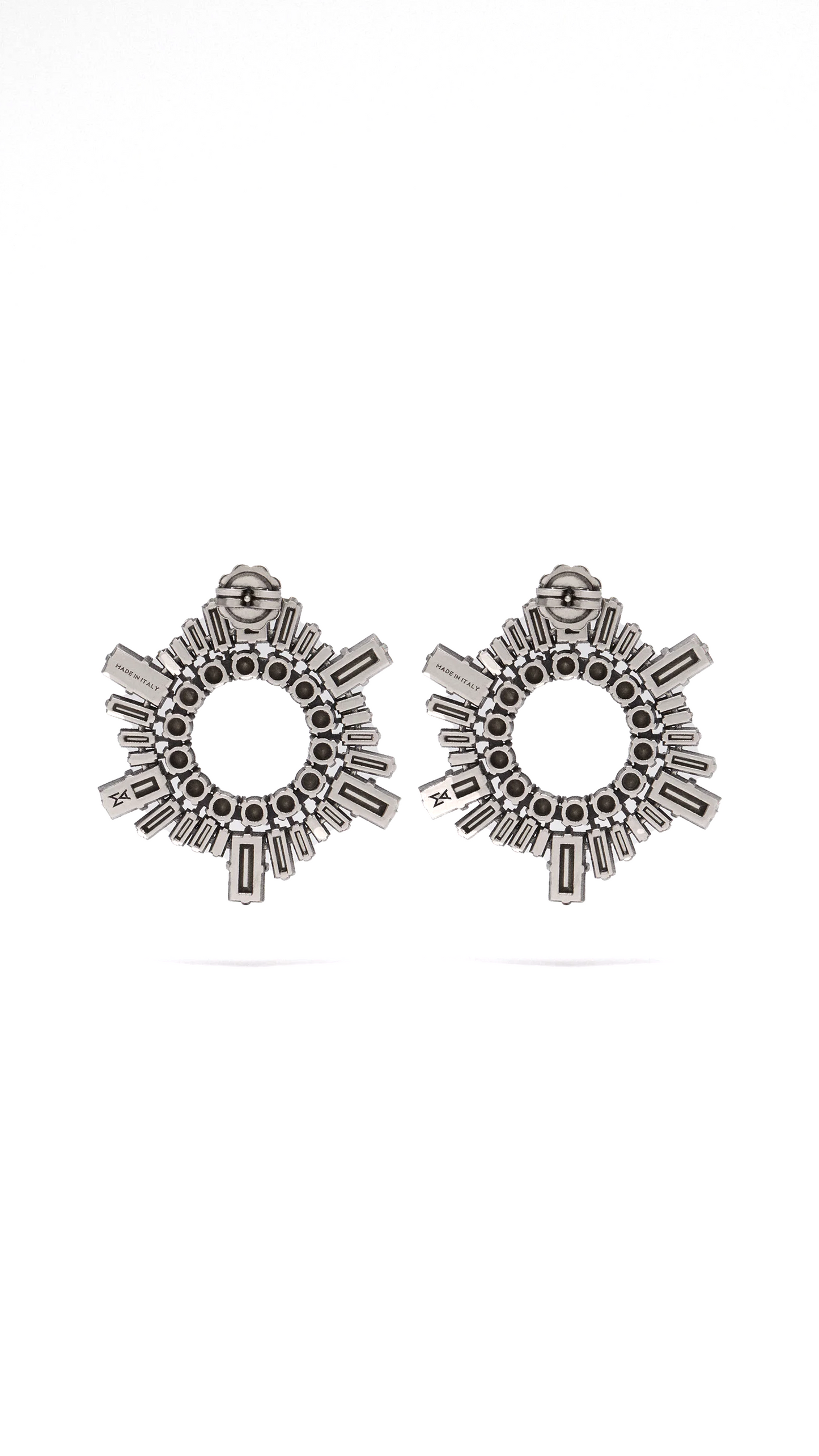 Mini Begum Crystal Earrings - Black Diamond/Antique Silver