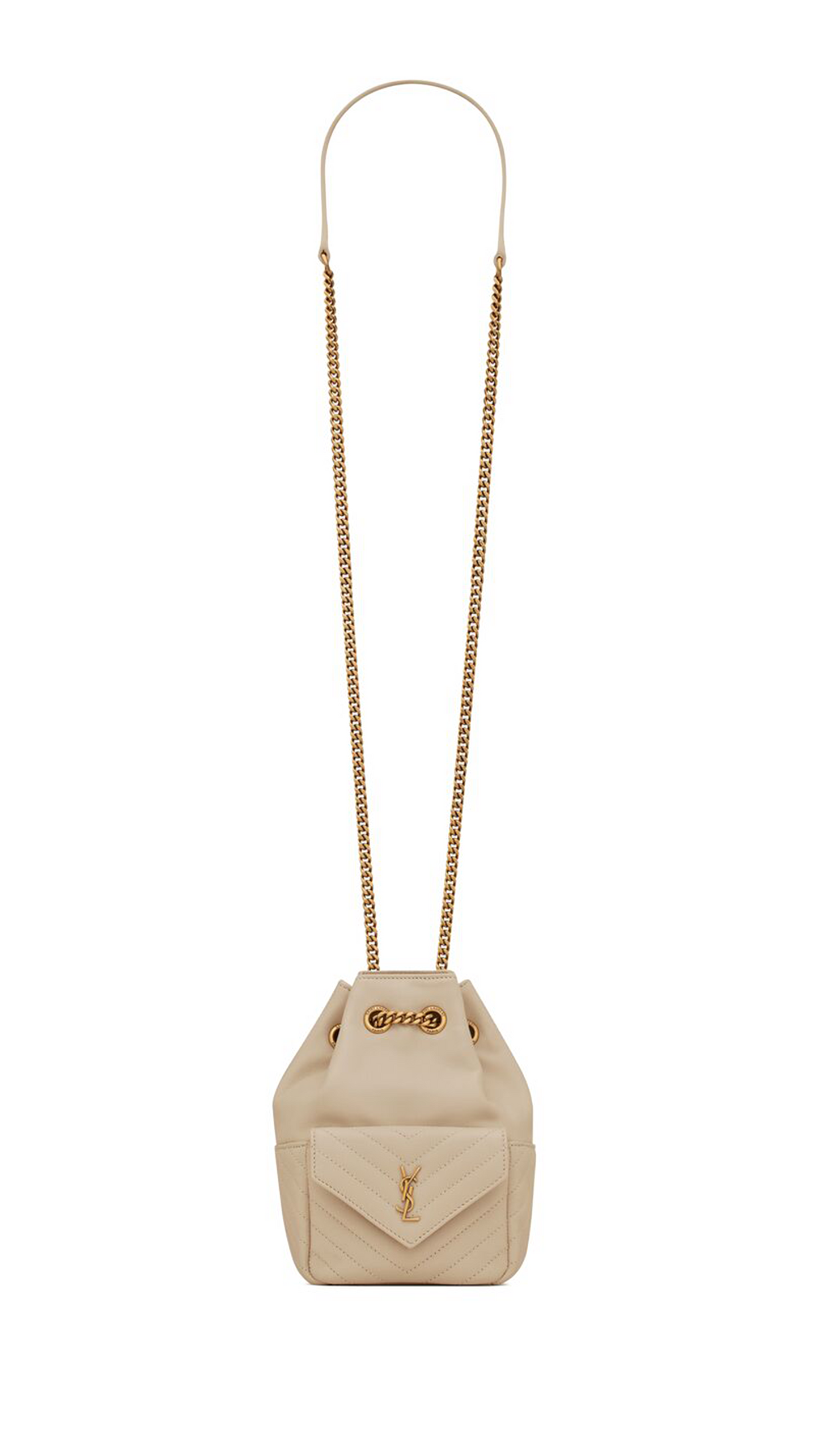 Joe Mini Bucket Bag in Quilted Lambskin - Sea Salt