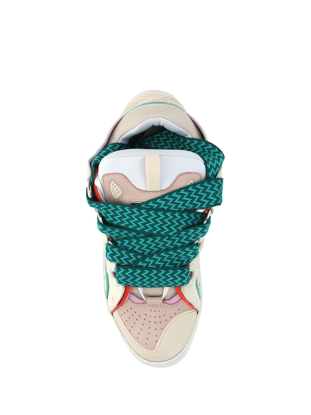 Leather Curb Sneakers - Pink / Turquoise