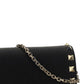 Rockstud Grainy Calfskin Chain Pouch - Black.