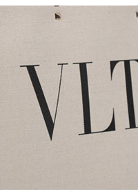 Small VLTN Print Canvas Tote Bag - Ivory