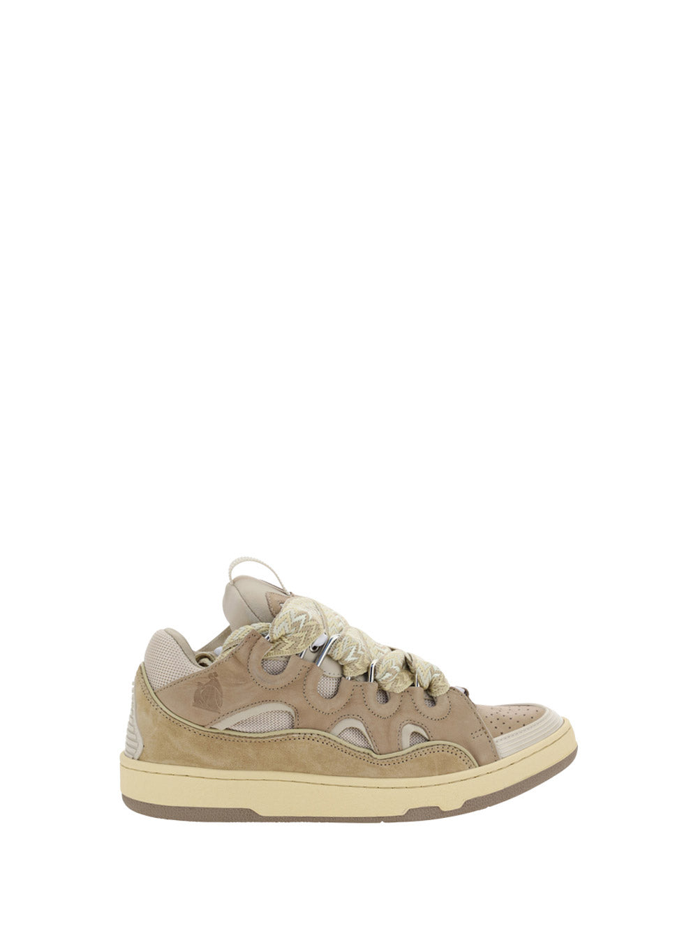 Leather Curb Sneakers - Ecru
