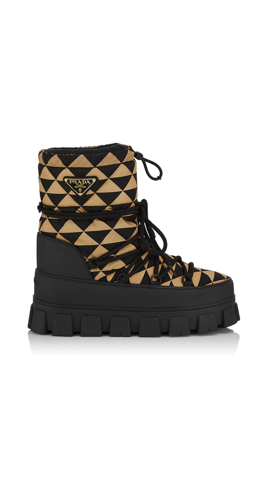 Nylon Gabardine Après-ski Symbole Booties - Black/Beige