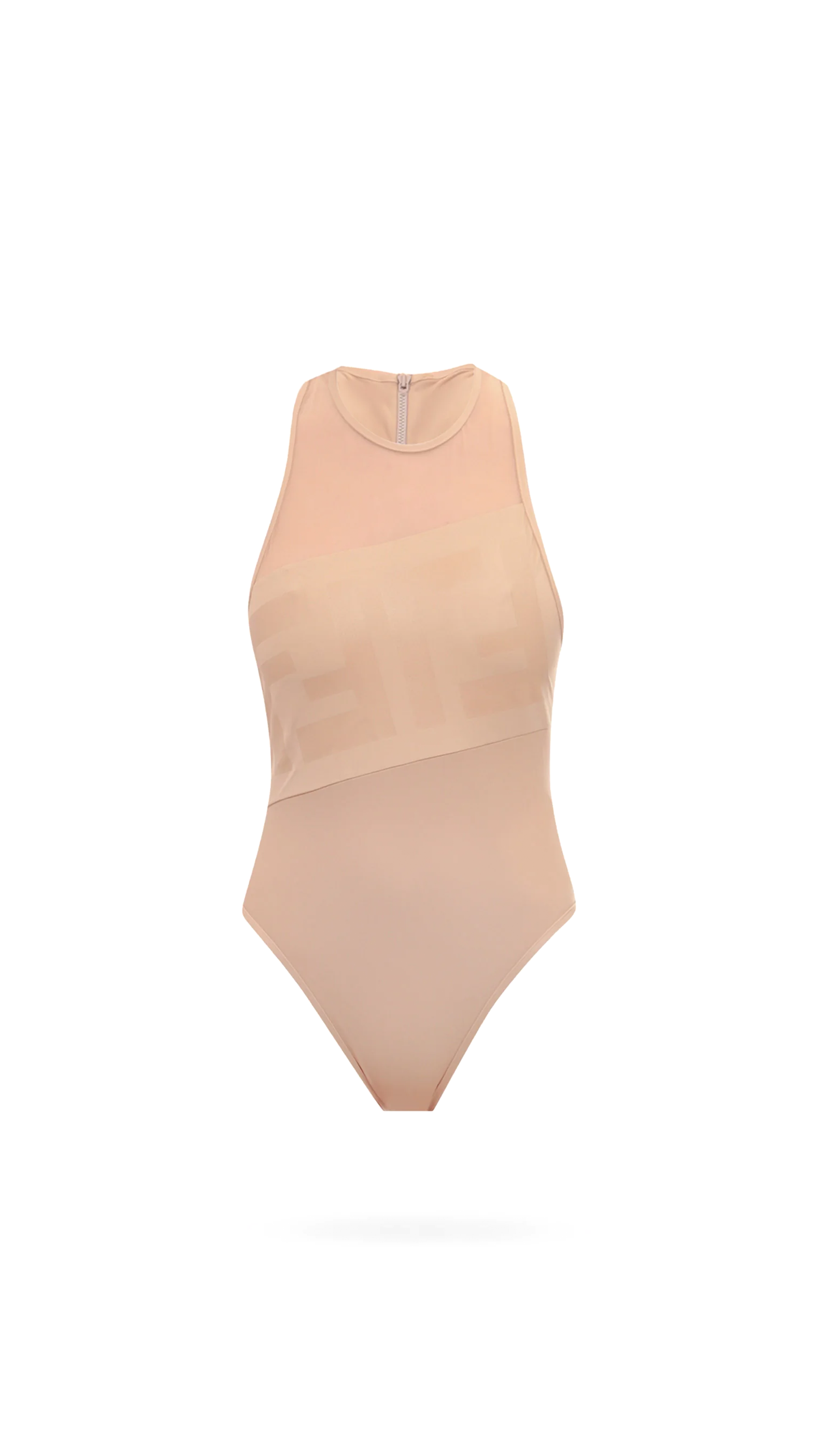 Mesh & Lycra® One-piece Swimsuit - Beige