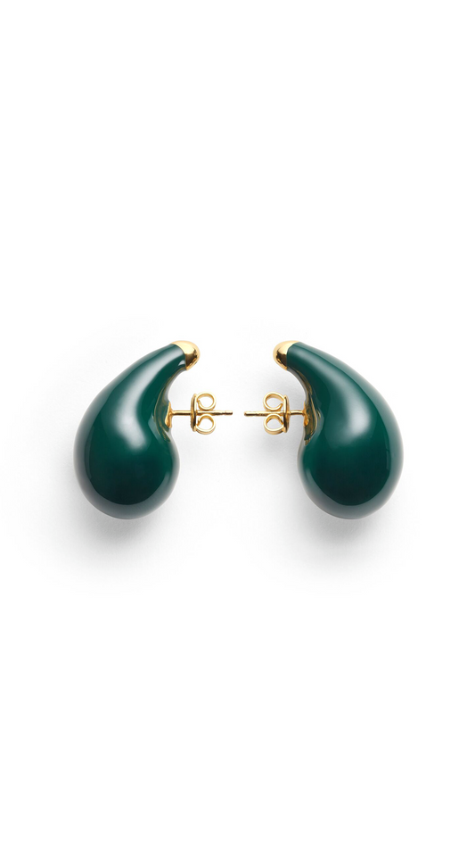 Drop Earrings - Dark Green/Yellow Gold