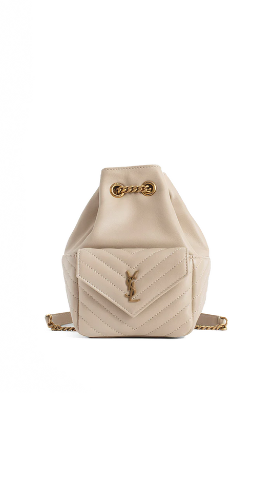 Joe Mini Bucket Bag in Quilted Lambskin - Sea Salt