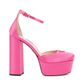 Satin Platform Pumps - Pink