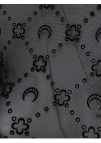 Moonogram-Flocked Mesh Top - Black