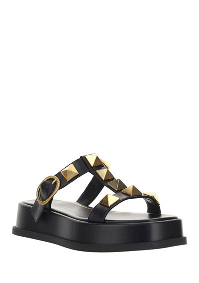 Roman Stud Flatform Sandals - Black