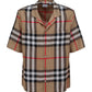 Short-sleeve Check Silk Shirt