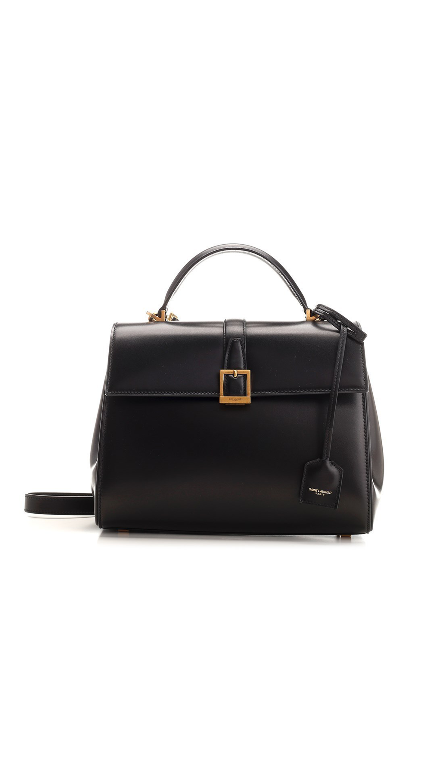 Le Fermoir Small Top Handle Bag in Shiny Leather - Noir