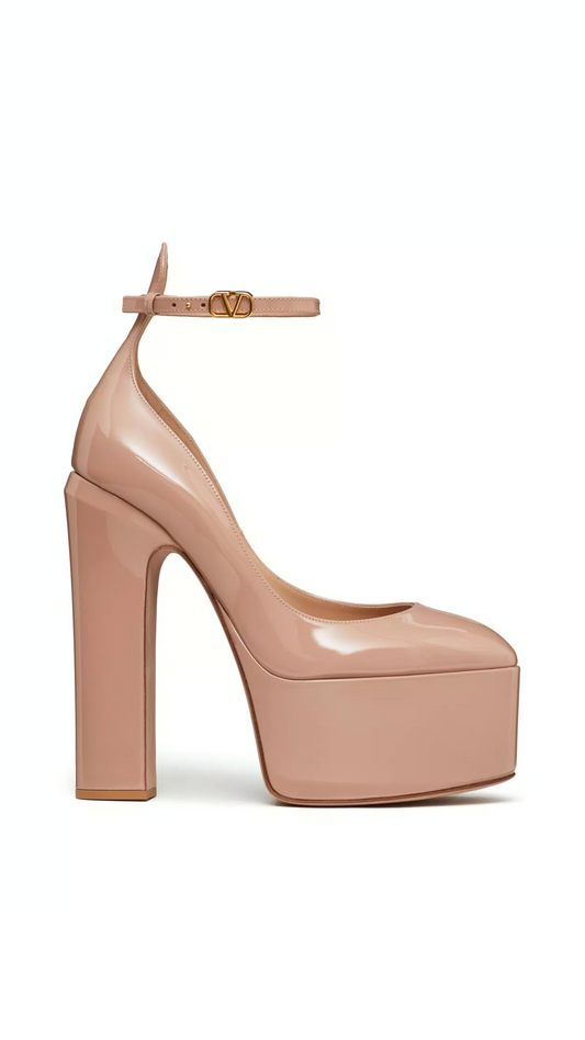 Tan-go Platform Pump in Patent Leather 155mm - Rose Cannelle