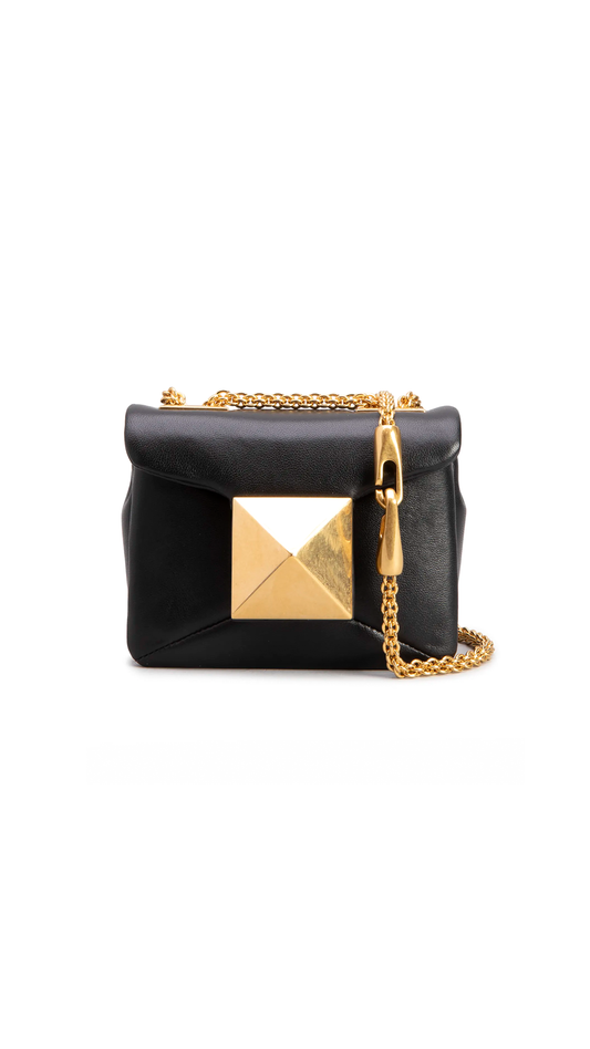One Stud Nappa Micro Bag with Chain - Black