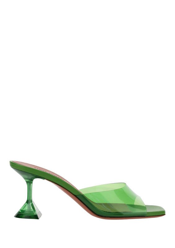 Lupita Glass 70mm PVC Mules - Green