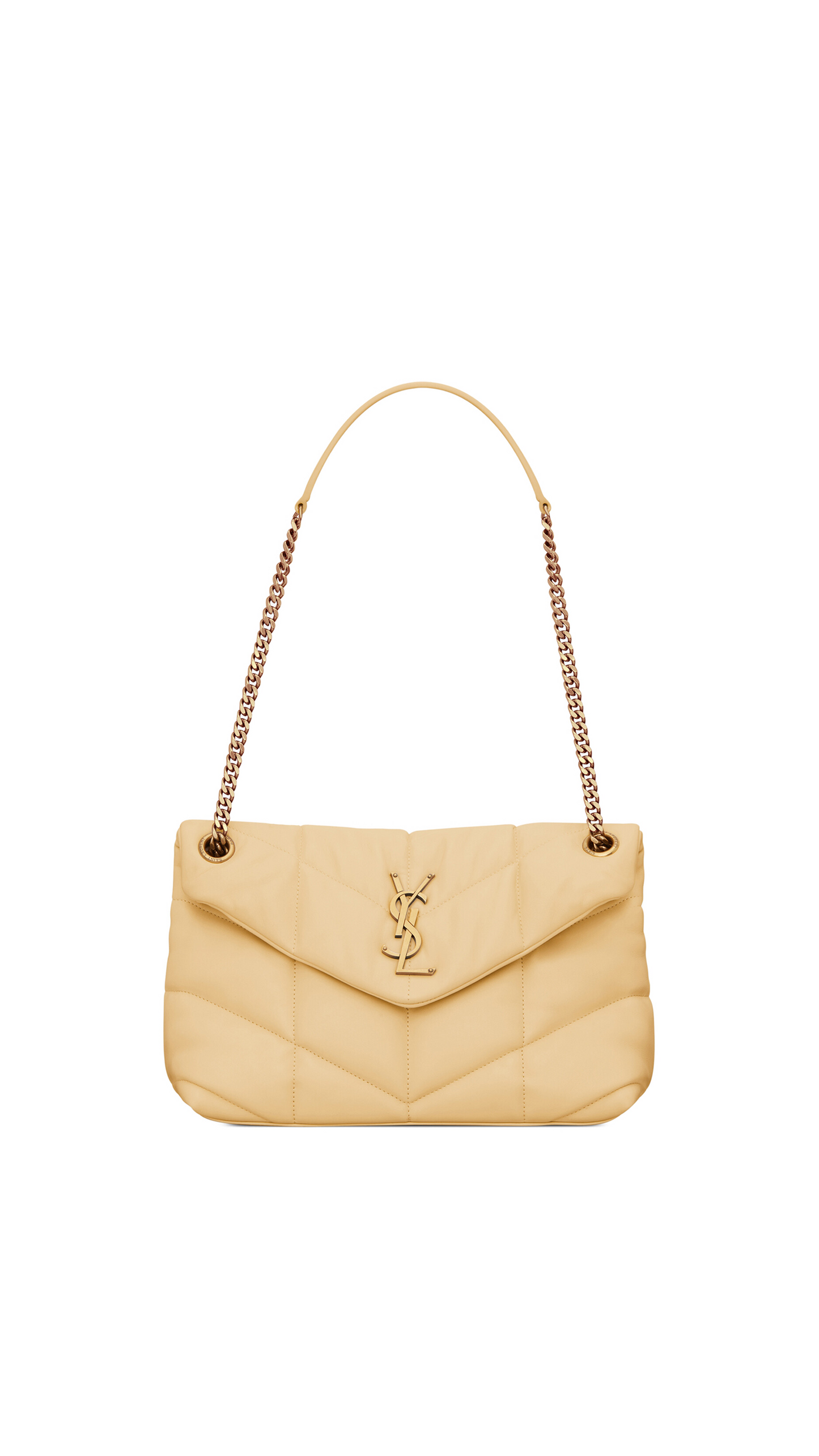 Puffer Small Chain Bag in Quilted Lambskin - Light Vanilla