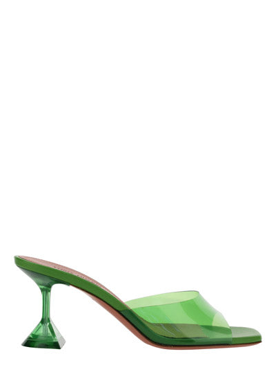 Lupita Glass 70mm PVC Mules - Green