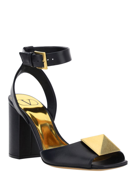 One Stud Calfskin Sandal 90MM - Black