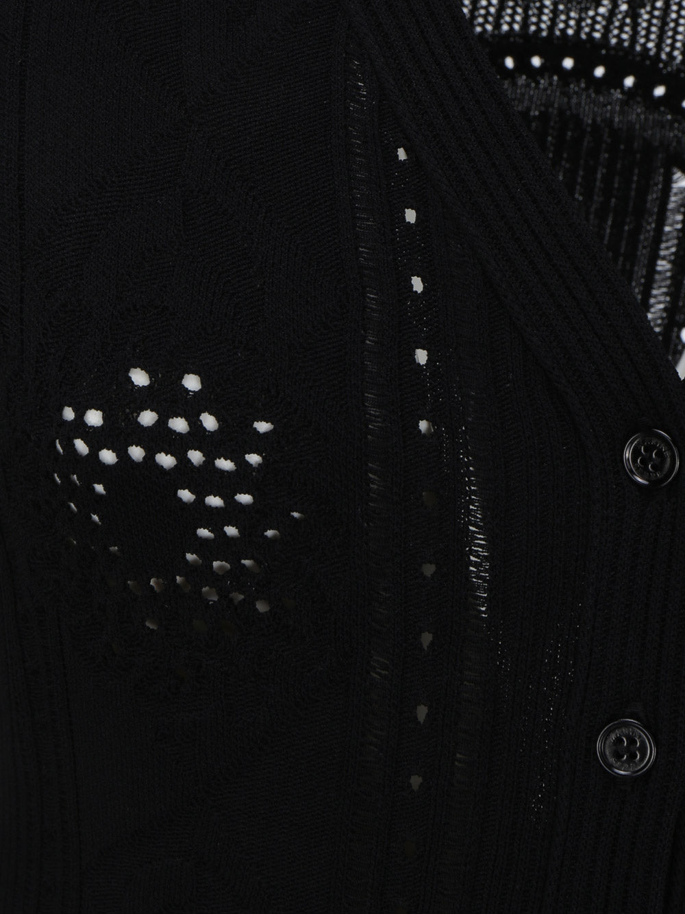 Lunar-Pointelle Knit Cardigan Dress - Black