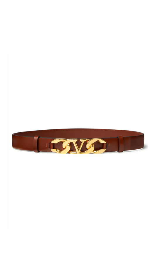 Vlogo Chain Shiny Calfskin Belt 25 MM - Bronze