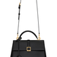 Le Fermoir Small Top Handle Bag in Shiny Leather - Noir