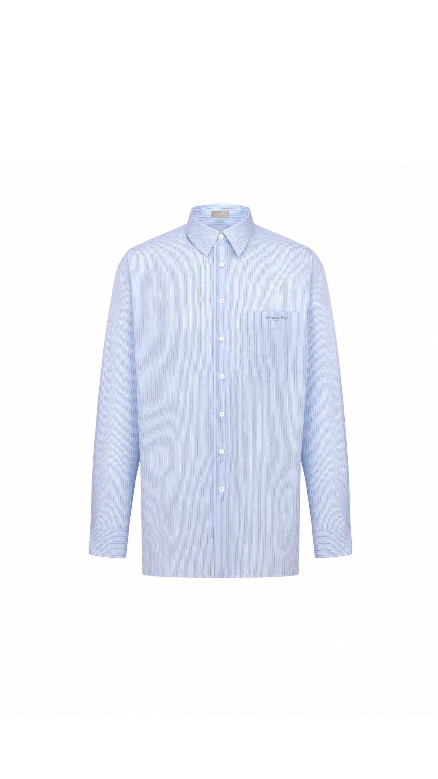Oversized 'Christian Dior Couture' Stripe Shirt - Blue/White