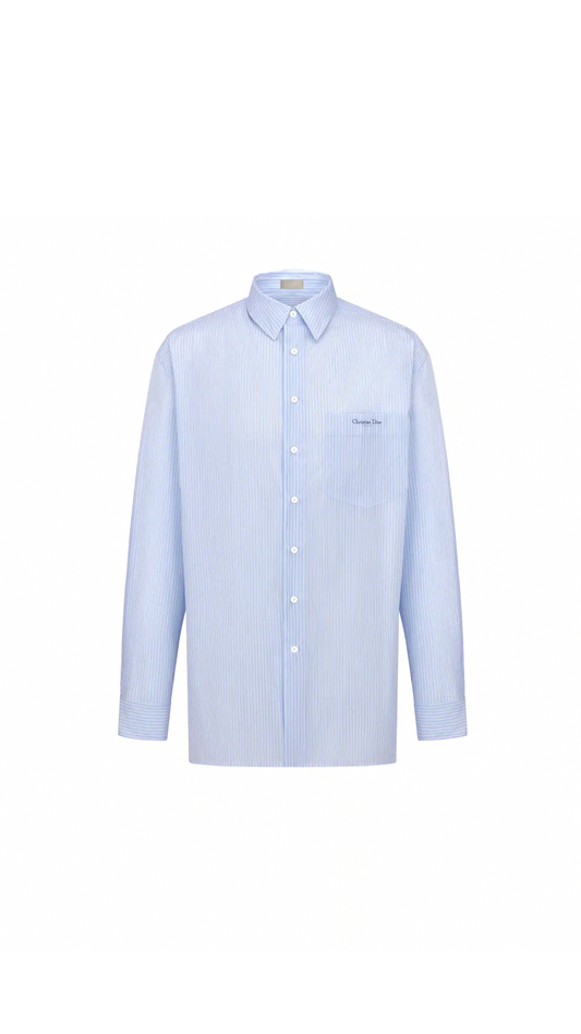 Oversized 'Christian Dior Couture' Stripe Shirt - Blue/White