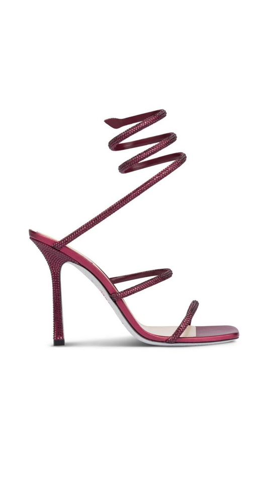 Cleo Crystal Ruby Sandal 105 - Bordeaux
