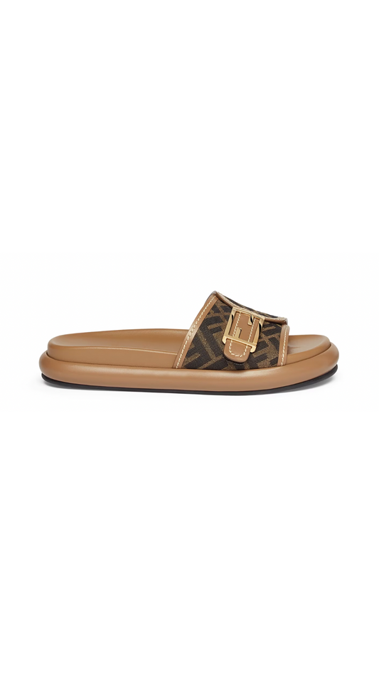 Fendi Feel Fabric Slide - Brown