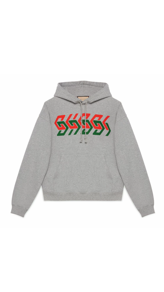 Gucci Chain Print Hooded Sweatshirt - Grey