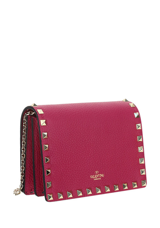 Rockstud Calfskin Chain Pouch - Blossom