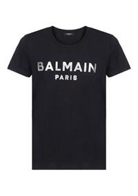 Cotton T-shirt With Paris Logo Print - Black / Silver