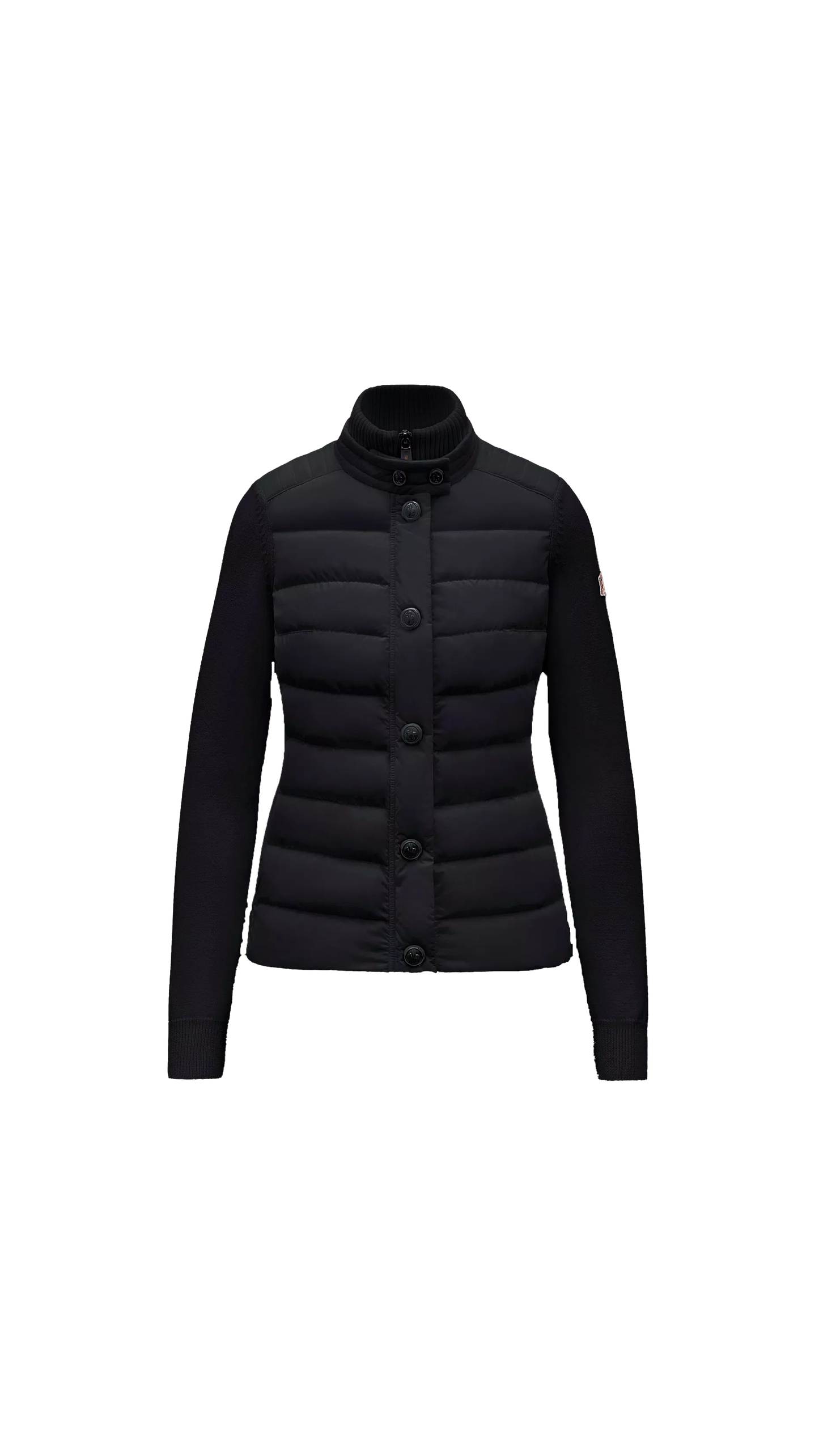 Padded Wool Cardigan - Black