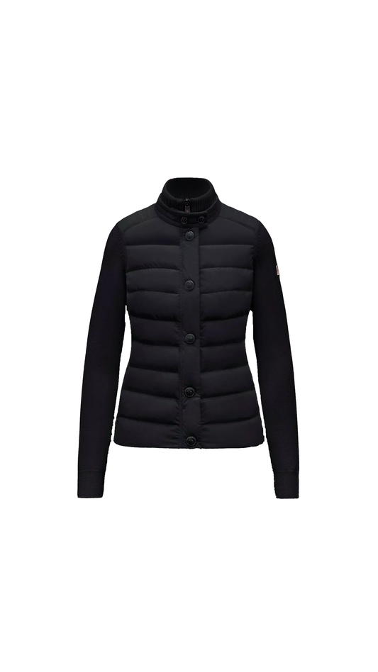 Padded Wool Cardigan - Black