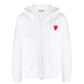 Double Heart Zip Hoodie - White