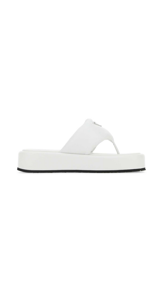 Nappa Leather Wedge Thong - White
