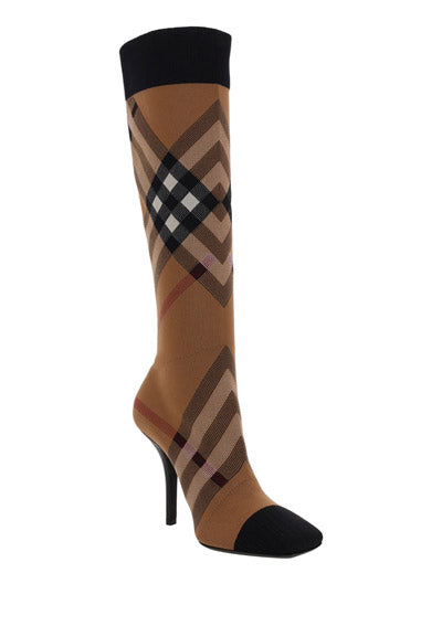 Knitted Check Sock Boots