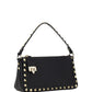 Small Rockstud Grainy Calfskin Crossbody Bag - Black