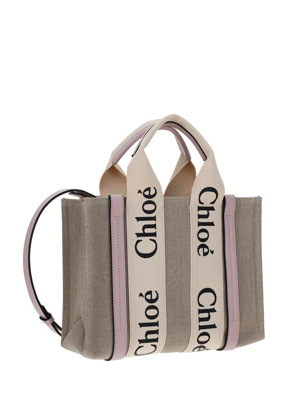 Small Woody Tote Bag - Beige / Pink