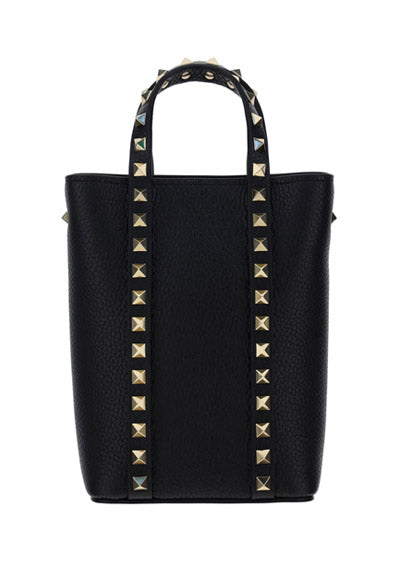 Rockstud Calfskin Leather Tote - Black.