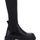 Calfskin and Stretch Mesh Boots - Black