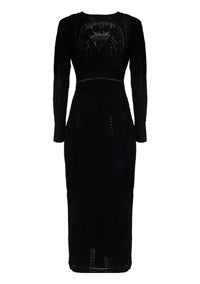 Lunar-Pointelle Knit Cardigan Dress - Black