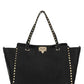 Medium Grainy Calfskin Rockstud Bag - Black