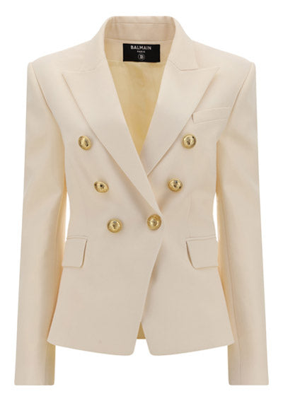 Grain de Poudre Double-Breasted Jacket - White